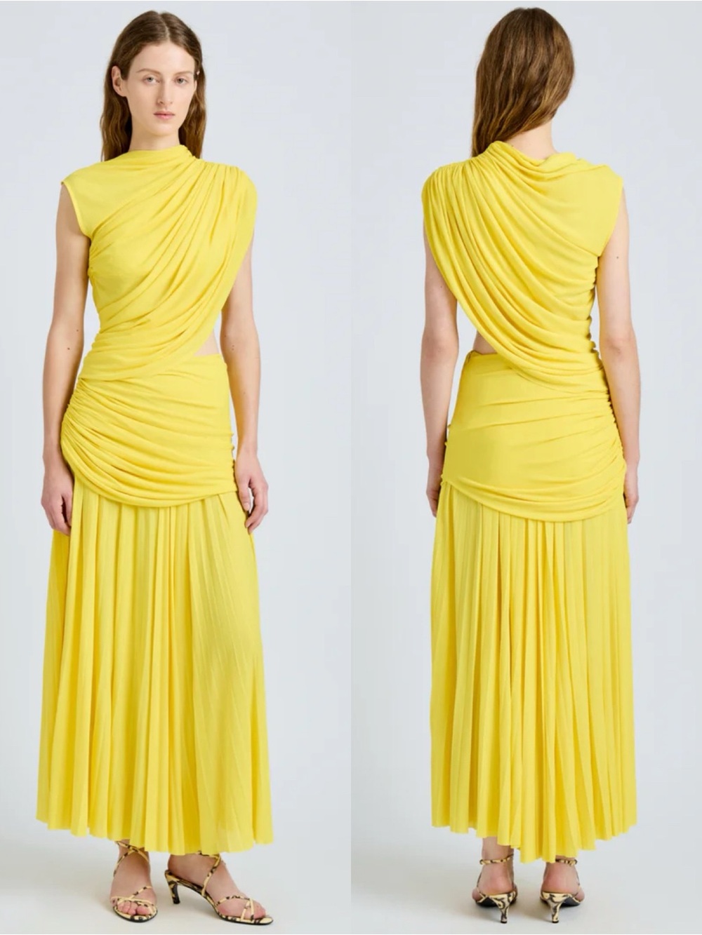 NEW NWT Proenza Schouler Irma Maxi Dress In Gauzy Jersey Yellow